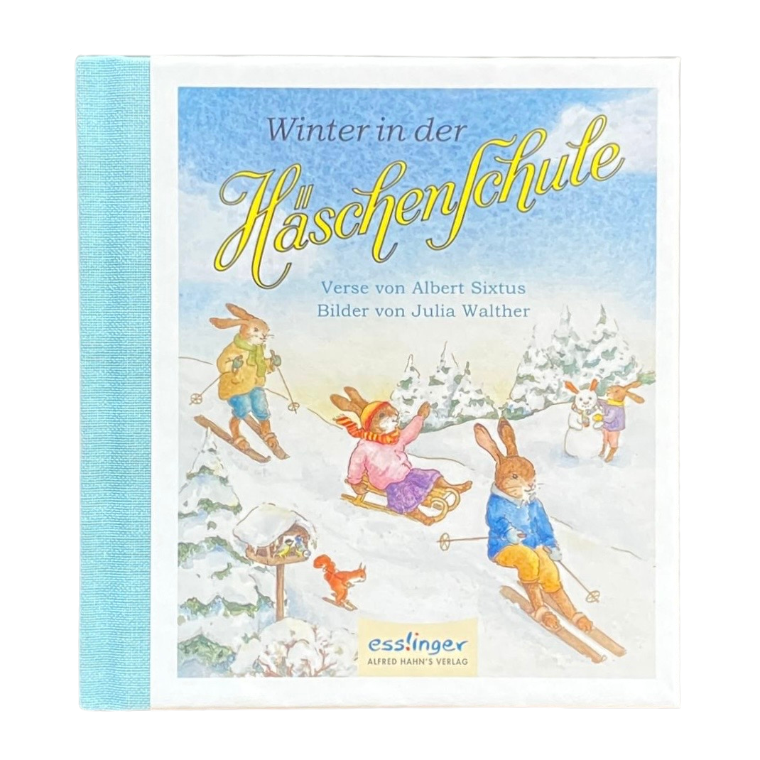 Die Hasenschule hat Ferien und genießt den Winter. Vintage Ausgabe.