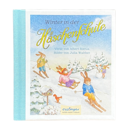 Die Hasenschule hat Ferien und genießt den Winter. Vintage Ausgabe.