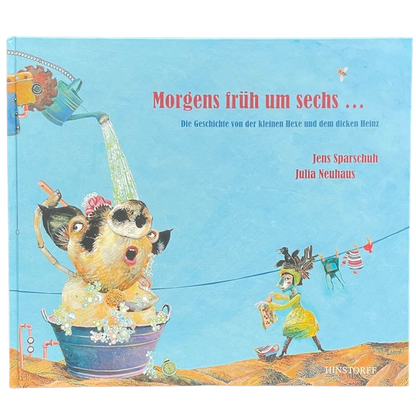 Kinderbuch Morgens früh um sechs. Modern und vervollständigt. Was passiert nach 12 Uhr?