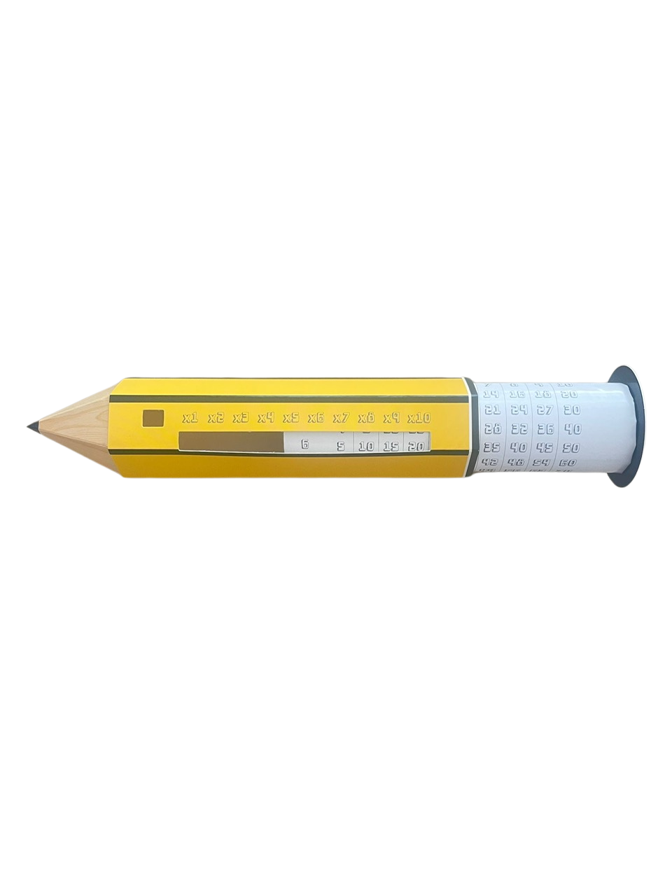 gelber stift aus pappe zum drehen, um die malfolgen zu üben oder klein geschenke reinzupacken