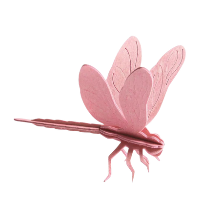 rosa libelle aus holz als bastelset
